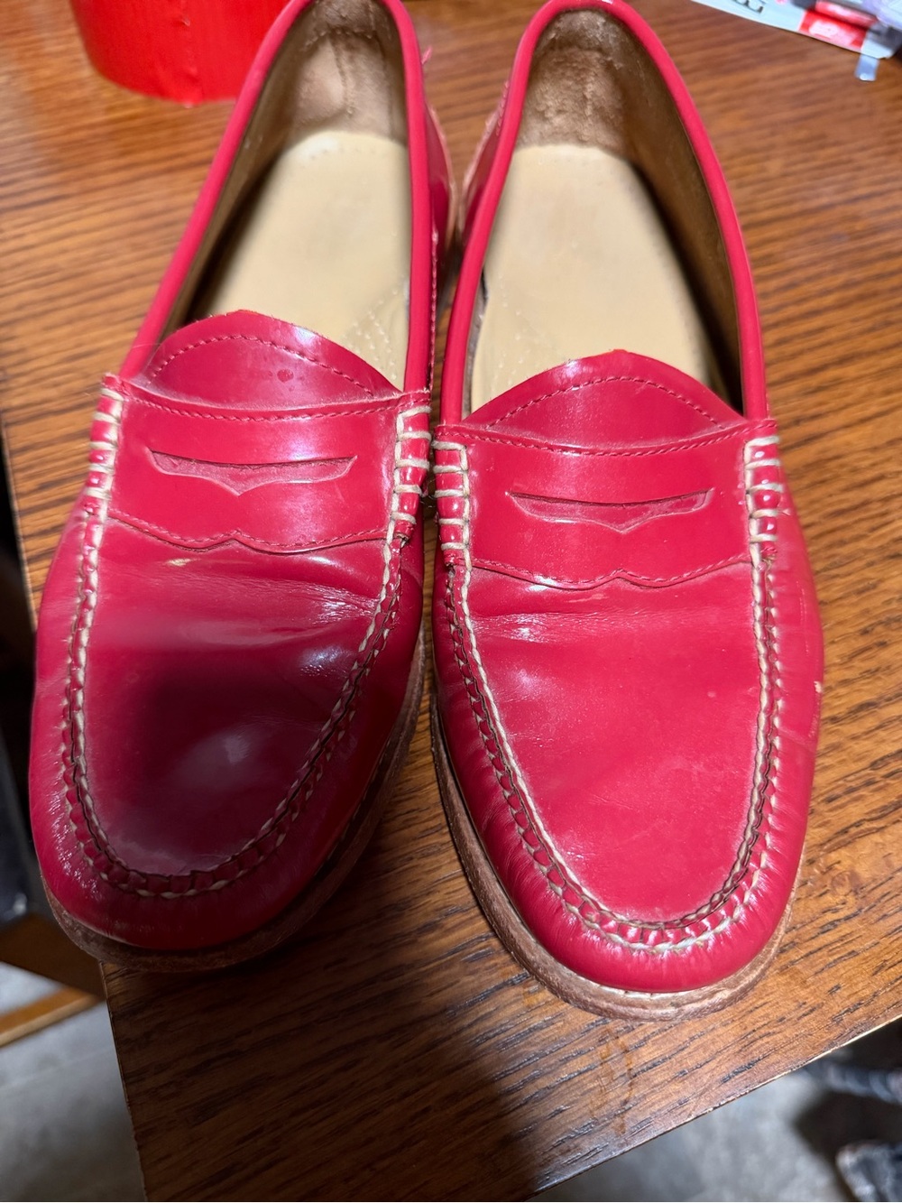 Florsheim Women's Red Leather Penny Loafers